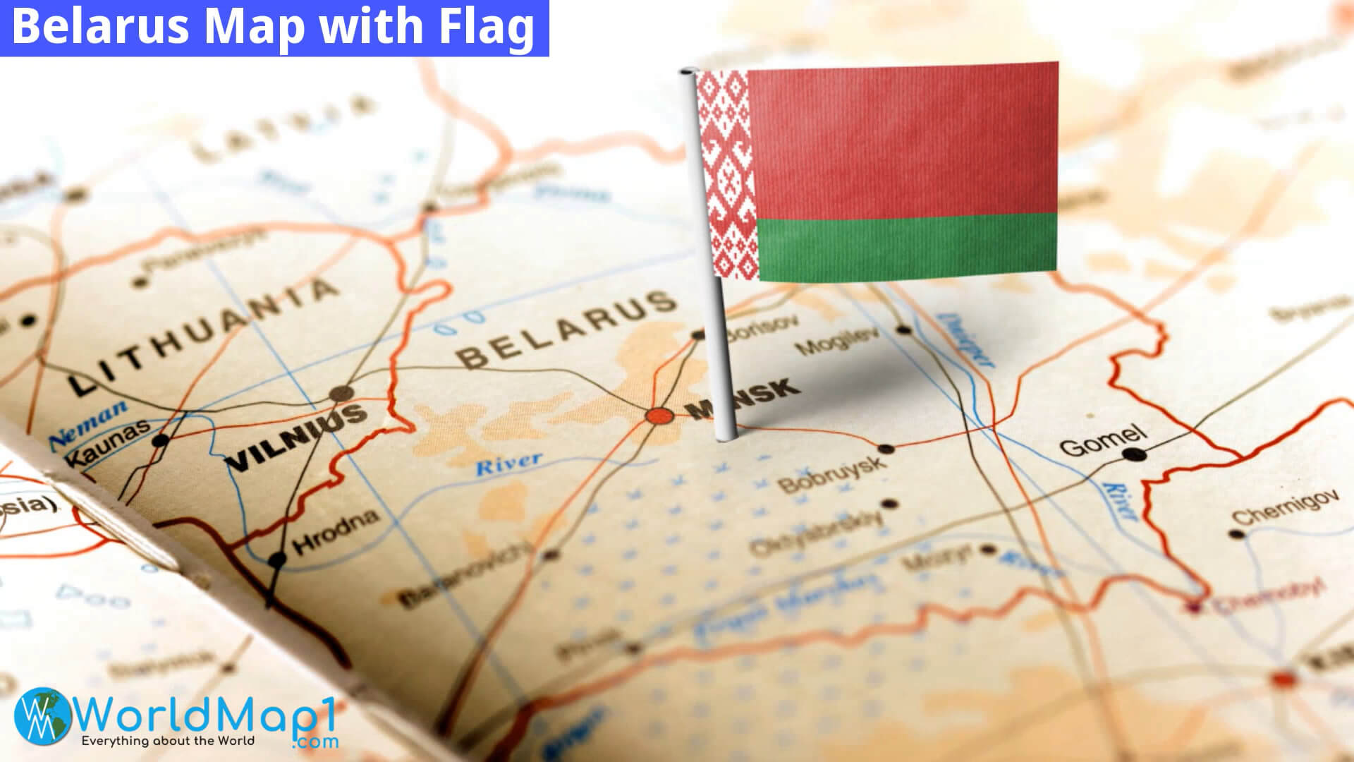 Carte de la Bielorussie avec drapeau